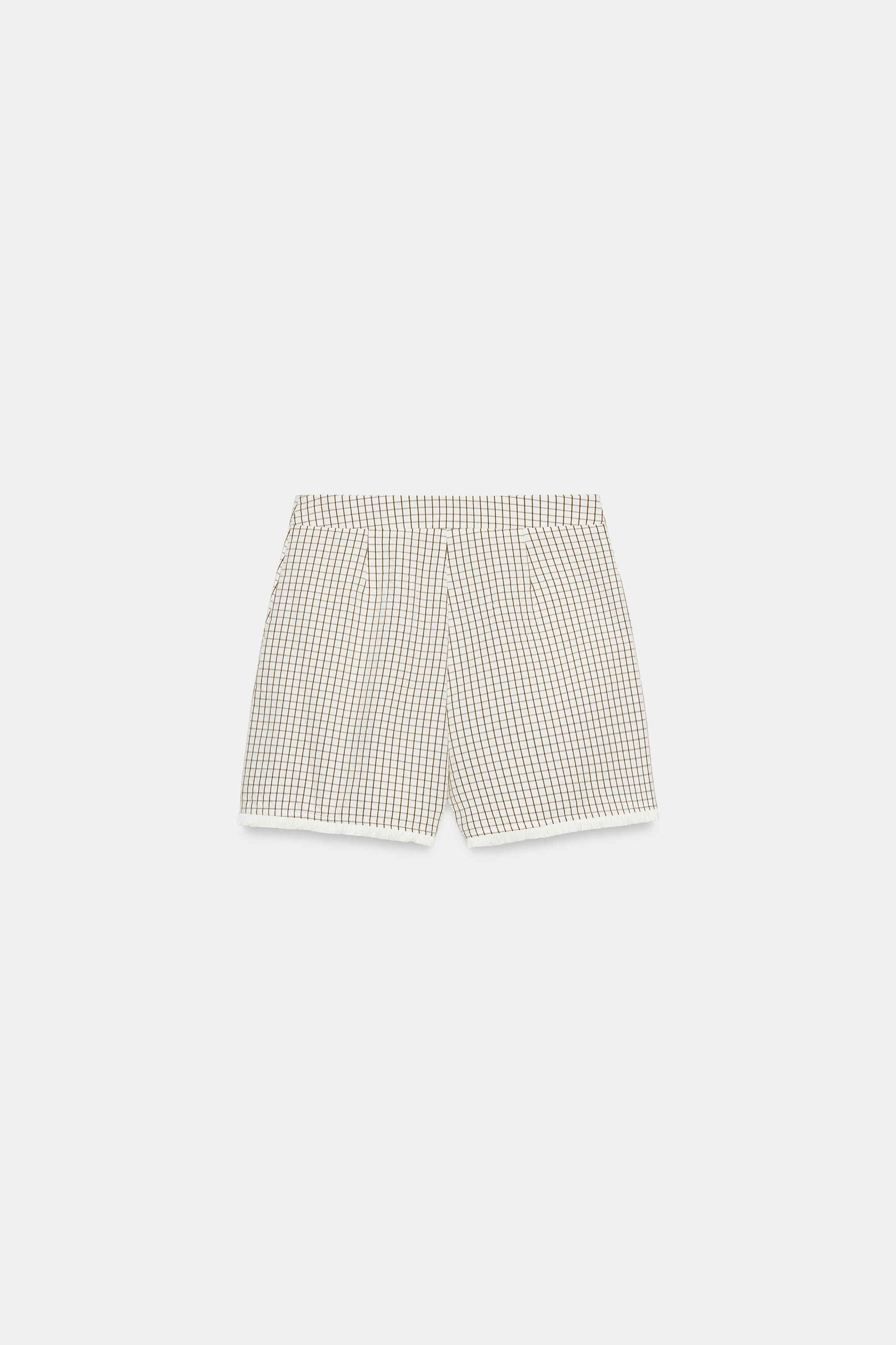 CHECKED FRINGED BERMUDA SHORTS | Zara UK