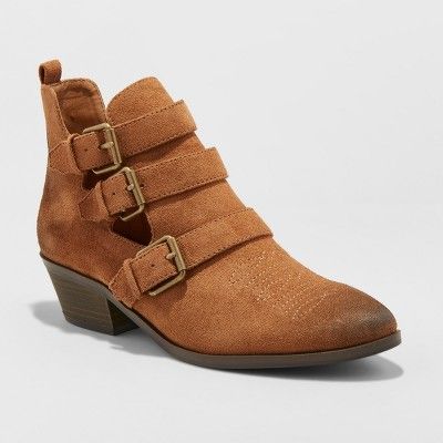Women's Kelsey Triple Buckle Cut Out Western Boots - Universal Thread™ | Target