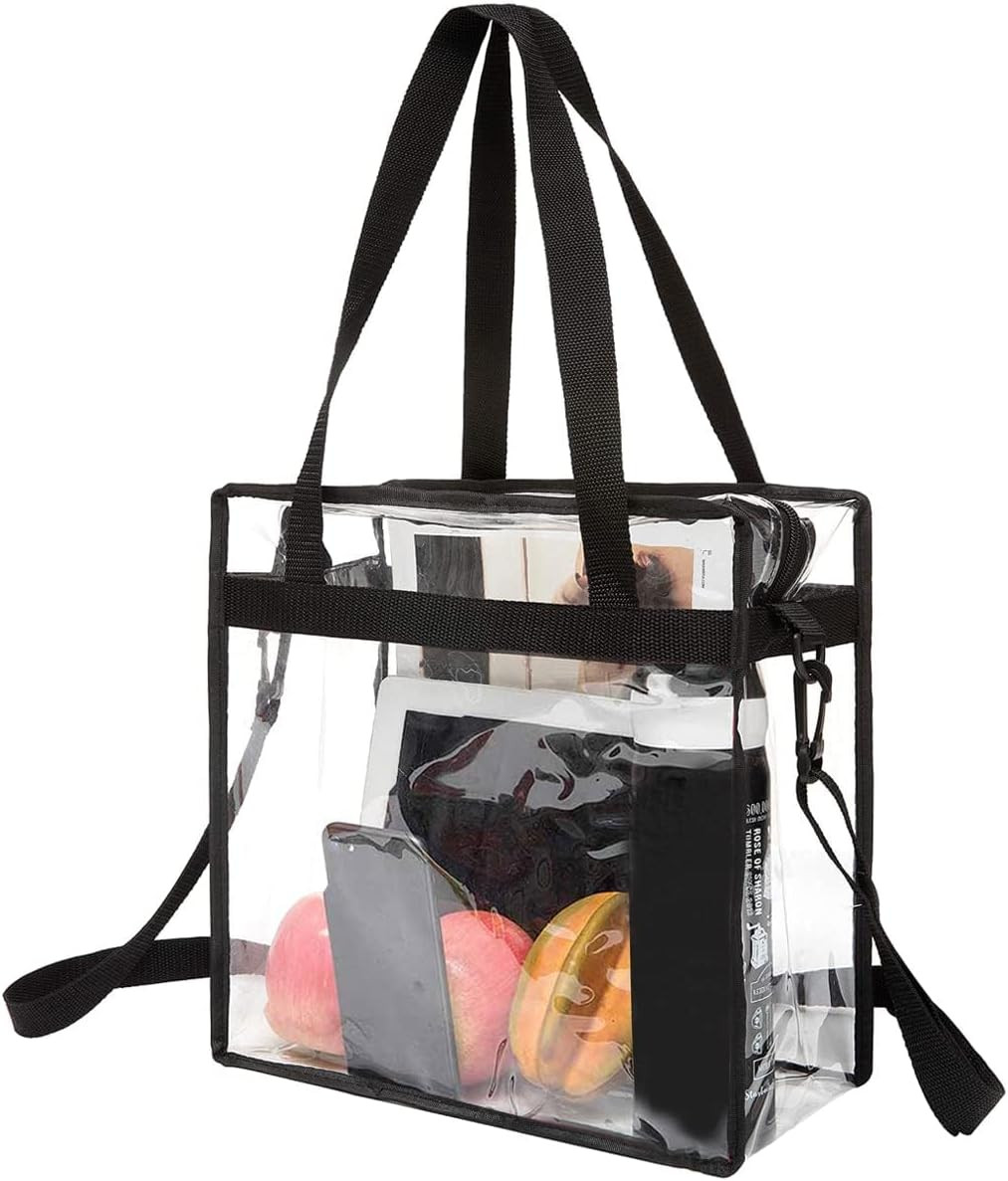 BAGAIL Clear Bags 12x6x12 Stadium Approved Clear Tote Bag with Zipper Closure Crossbody Shoulder Bag with Adjustable Strap | Amazon (US)