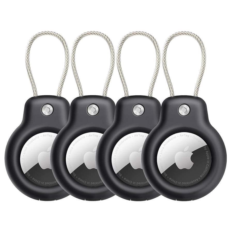 SPGUARD Compatible with Apple AirTag Secure Holder with Wire Cable, 4 Pack Air Tag Lock Case Keyc... | Amazon (US)