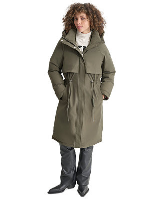 DKNY Women's Hooded Long-Sleeve Anorak Puffer Coat - Macy's | Macy's