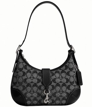 The Coach Originals Hamptons 2005 Crystal Signature Jacquard Contrast Trim Hobo Shoulder Bag | Dillard's