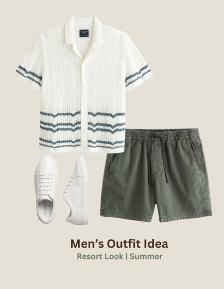 Striped Crochet-Style Stitch Button-Through Sweater Polo | resort west outfit | summer outfit | beach trip 

#LTKmens #LTKSeasonal #LTKtravel