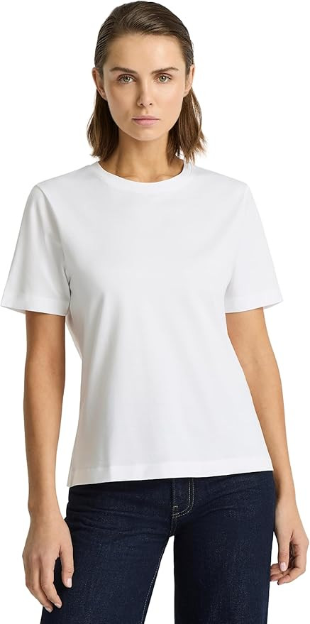 Women’s Supima® Mercerised Cotton T-Shirt – USA-Grown Cotton, Luxury Finish, Crew Neck, Shor... | Amazon (US)
