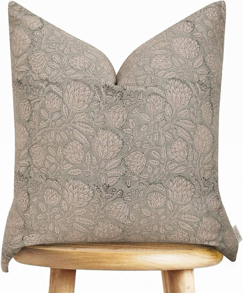 Handmade Block Print 100% Thick Cotton 20" x 20" Accent Throw Cushion Cover with Zipper-Pillowcas... | Amazon (US)