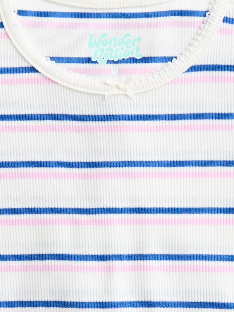 Wonder Nation Girls Baby Tee with Short Sleeves, Sizes 4-10 | Walmart (US)