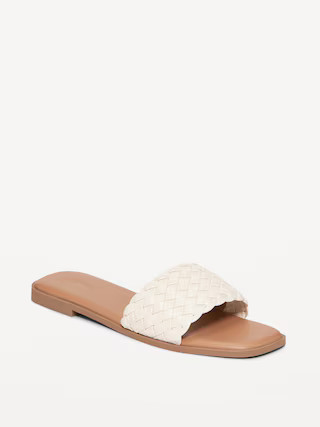 Faux-Leather Woven Slide Sandal | Old Navy (US)