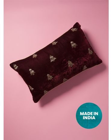 14x24 Velvet Embroidered Tree Pillow | HomeGoods