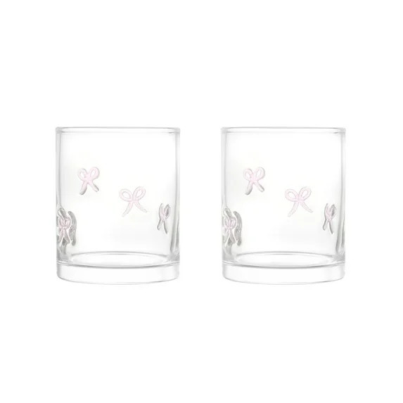 Thyme & Table 12 fl oz Pink Bows Charm Drinking Glasses, Set of 2 | Walmart (US)