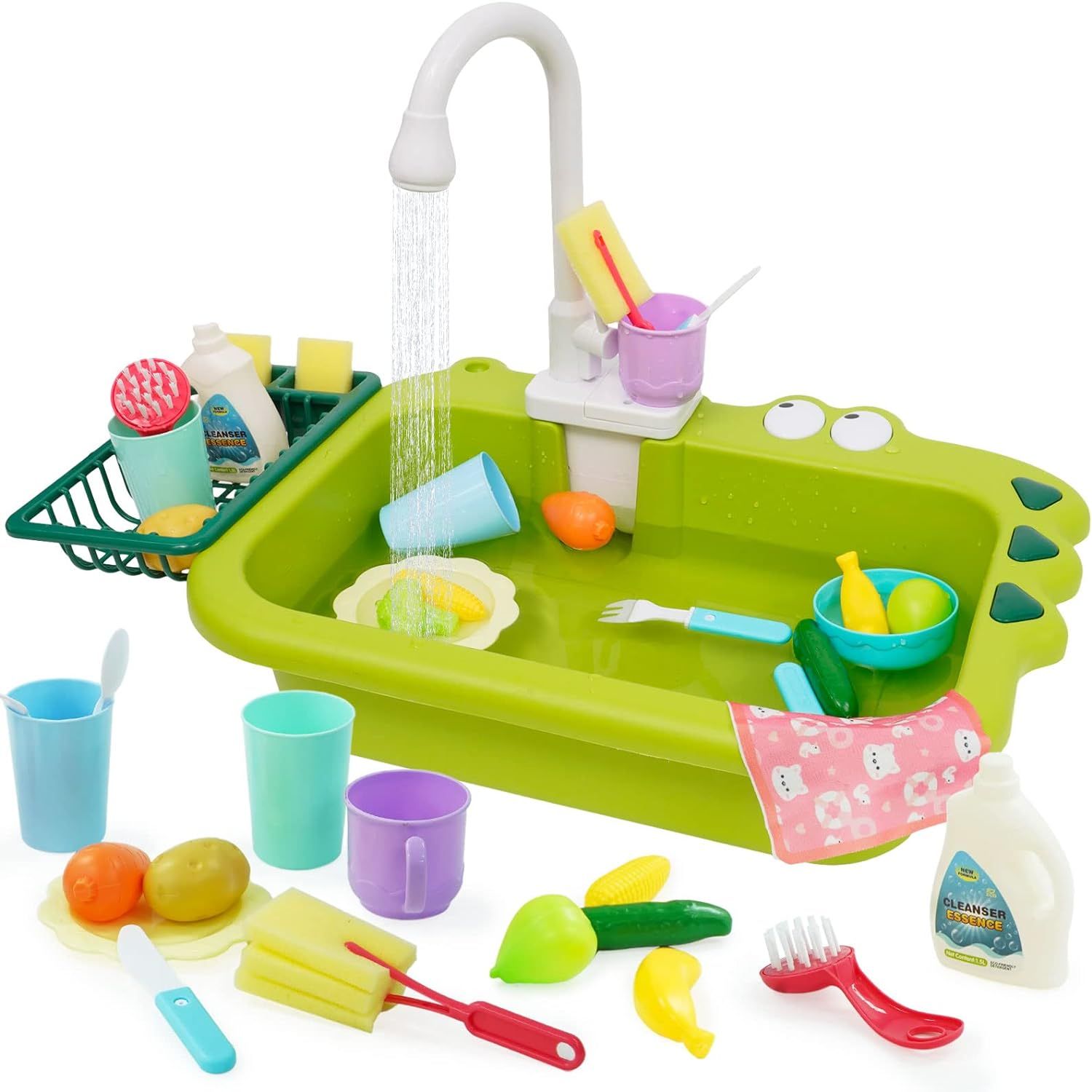 Kids Kitchen Sink Toy Set with Running Water 23Pcs Playing Dishwasher with Automatic Water Cycle ... | Amazon (CA)