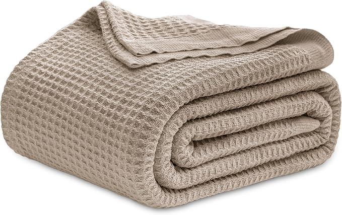 Bedsure 100% Cotton Taupe Blanket Queen Size for Bed - Cooling Breathable and Soft for Summer and... | Amazon (US)