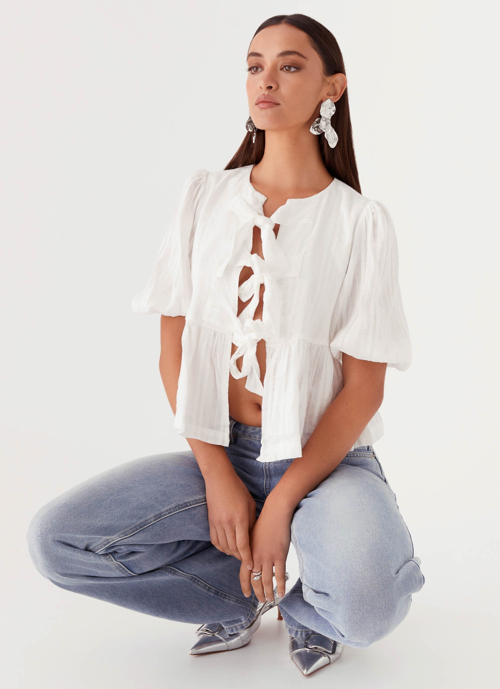 Western Wind Tie Top - White | Peppermayo (Global)