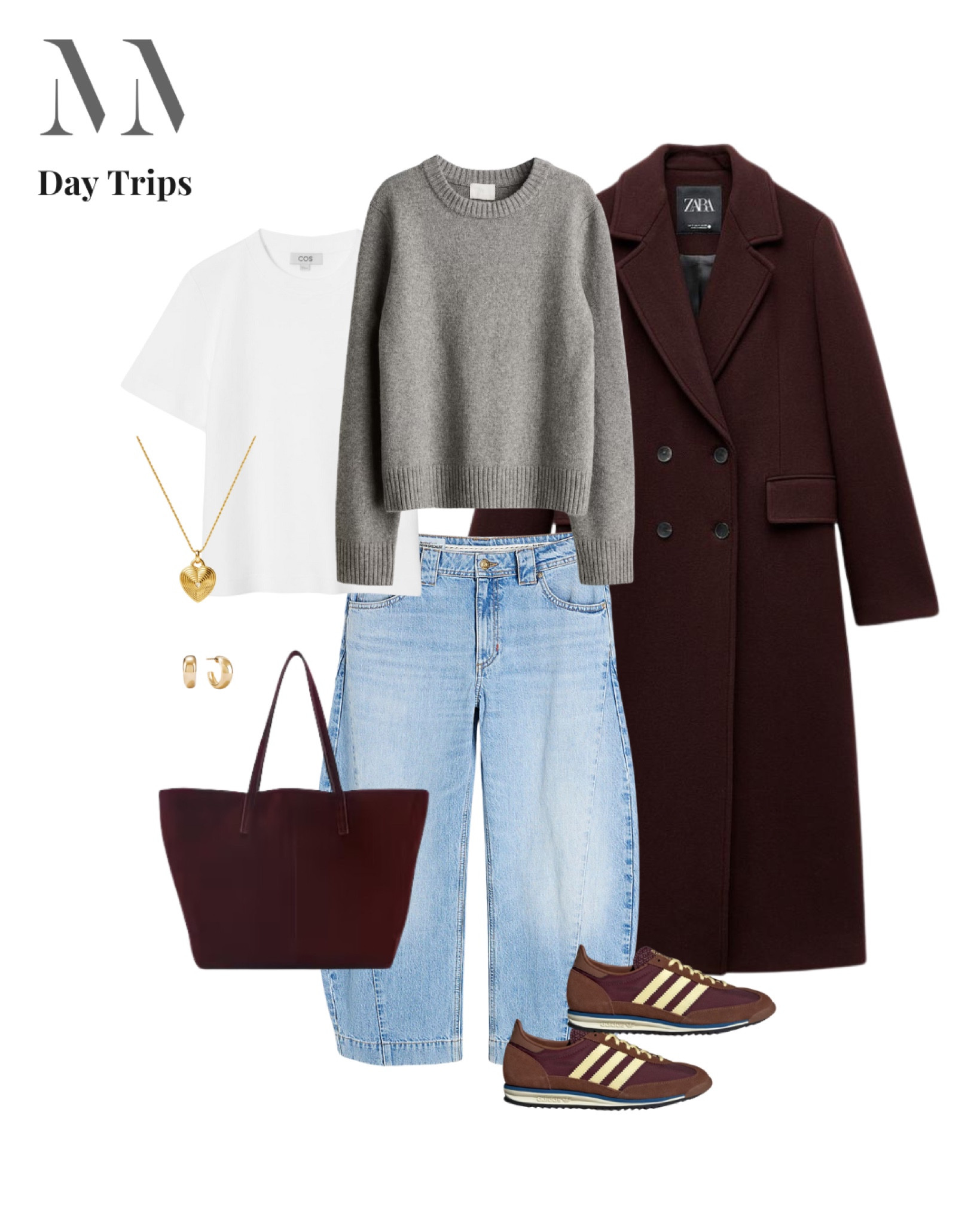 Designed for a day out with the kids this outfit is both practical and stylish. A cosy knit layered over a classic white tea keeps things relaxed while barrel jeans and retro trainers been a casual but trendy vibe. A deep burgundy coat and on-trend suede tote bring the outfit together making it perfect for everything from museums to bowling arcades! 

#LTKfamily #LTKuk #LTKmidsize