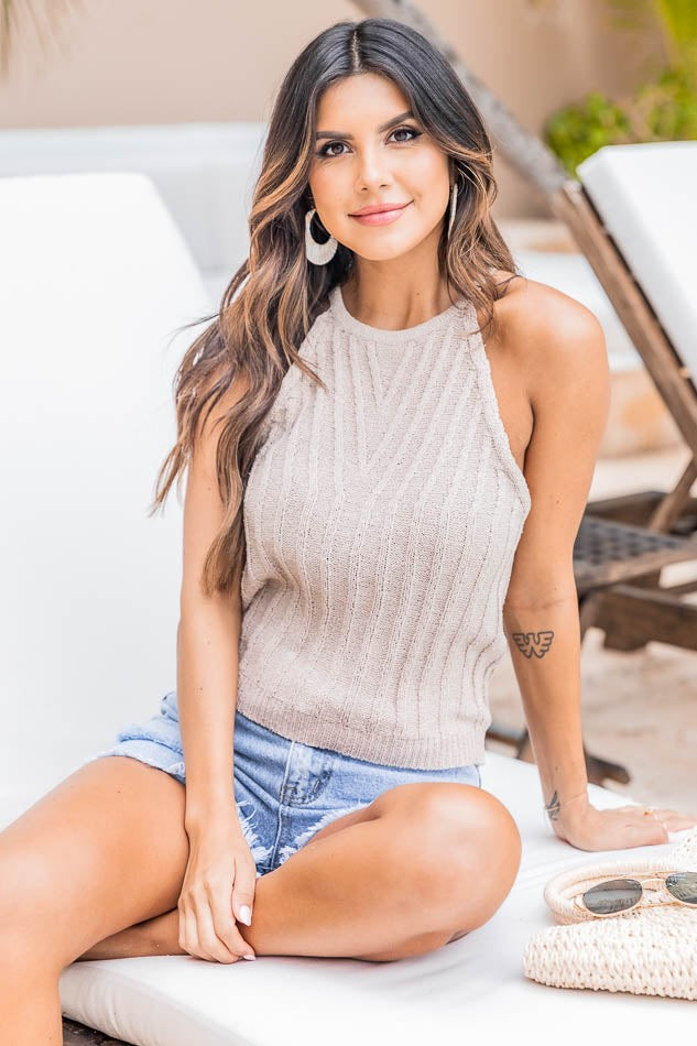 Proud Moment Brown Knit Sweater Tank | The Pink Lily Boutique