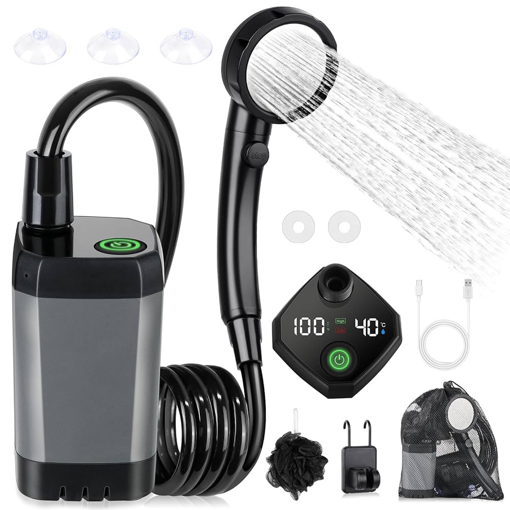Portable Shower for Camping, [Long-Lasting] Spopal 6000mAh Rechargeable Camping Shower with Intel... | Amazon (US)