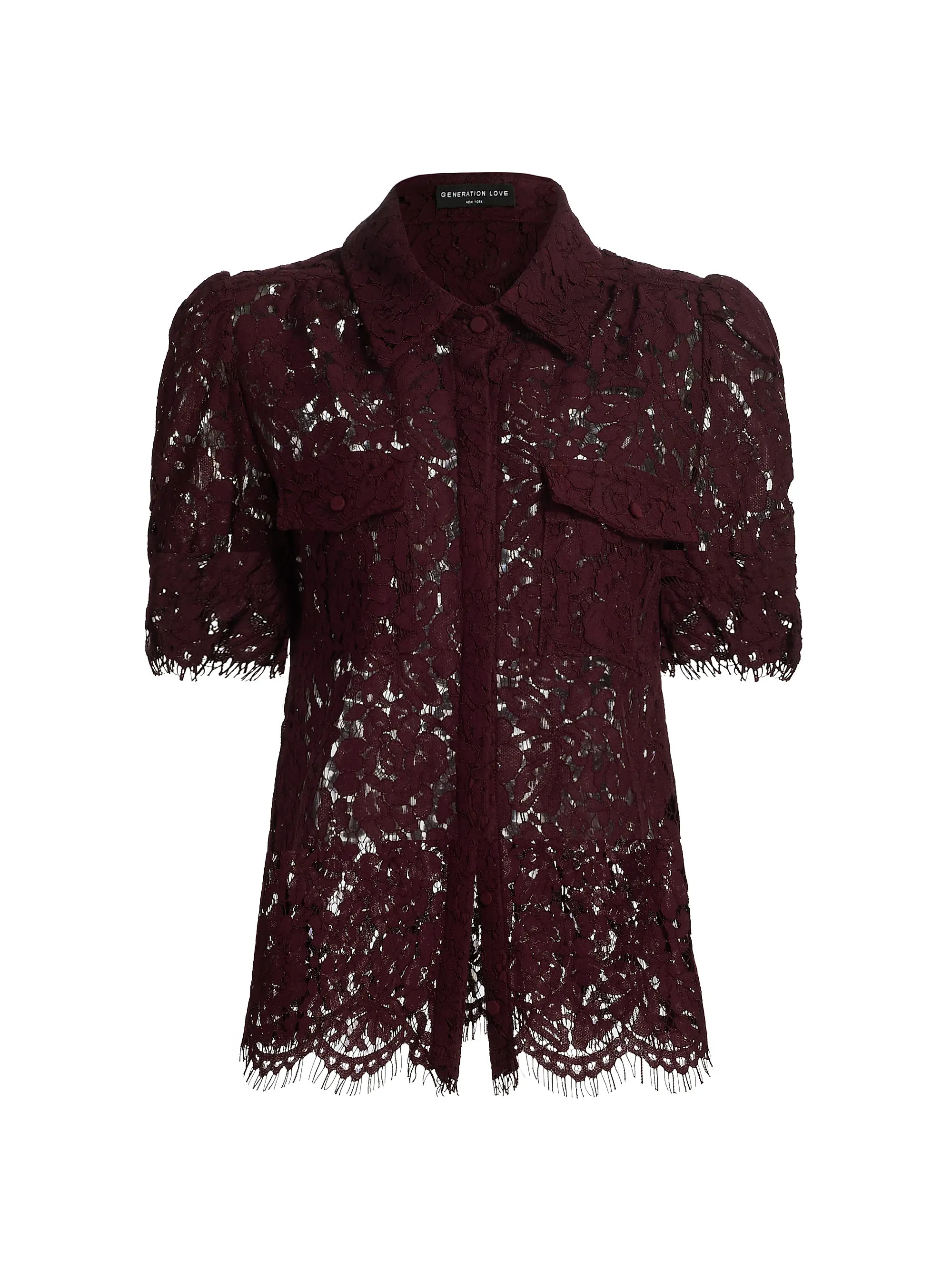 Generation Love Mina Lace Button-Front Top | Saks Fifth Avenue | Saks Fifth Avenue