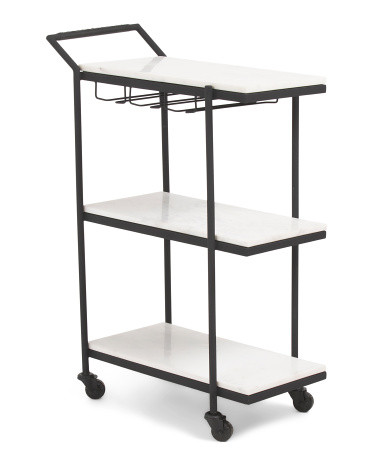 24x12x34 Marble And Iron After Hours Bar Cart | TJ Maxx