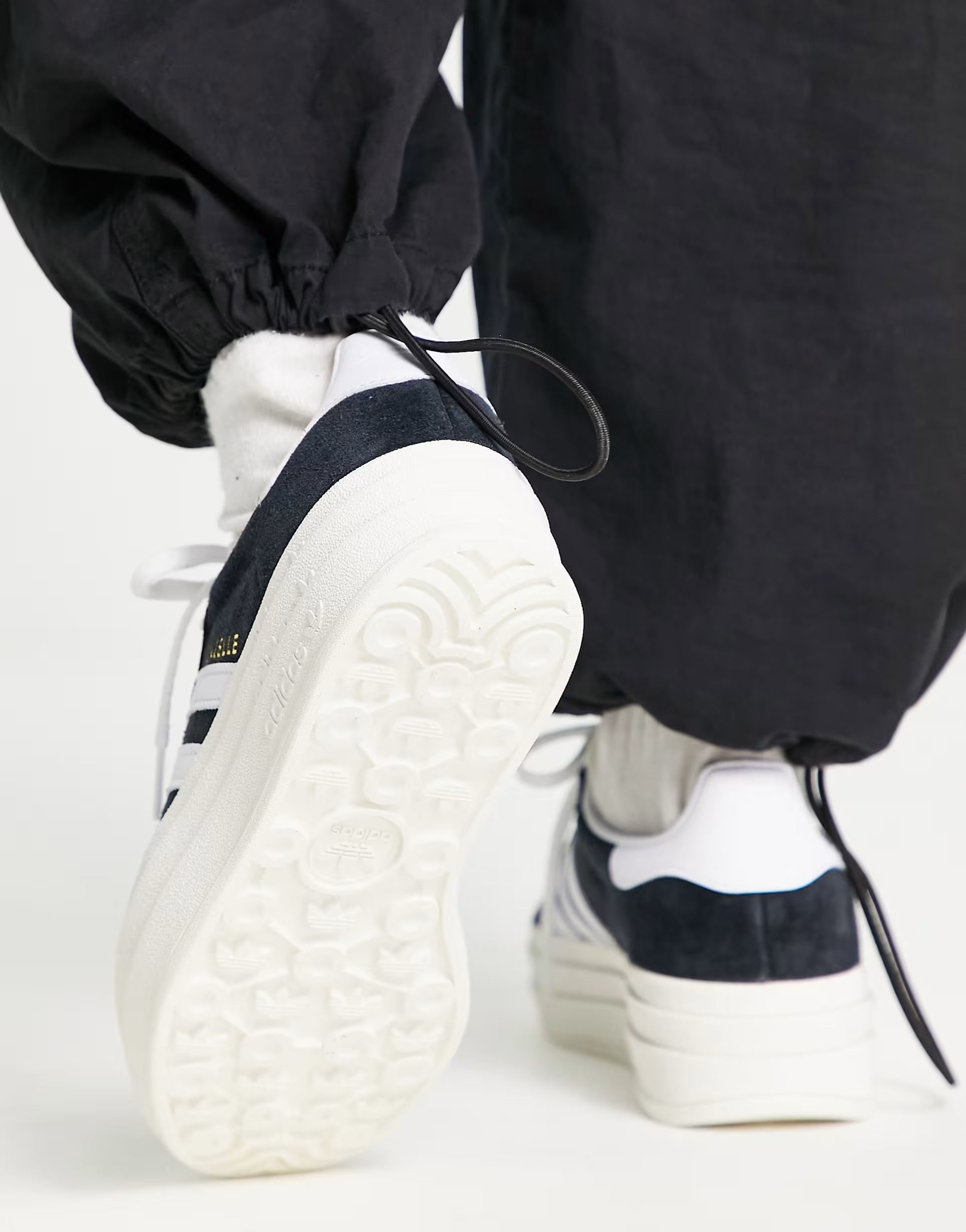 adidas Originals Gazelle Bold platform trainers in black and white | ASOS (Global)