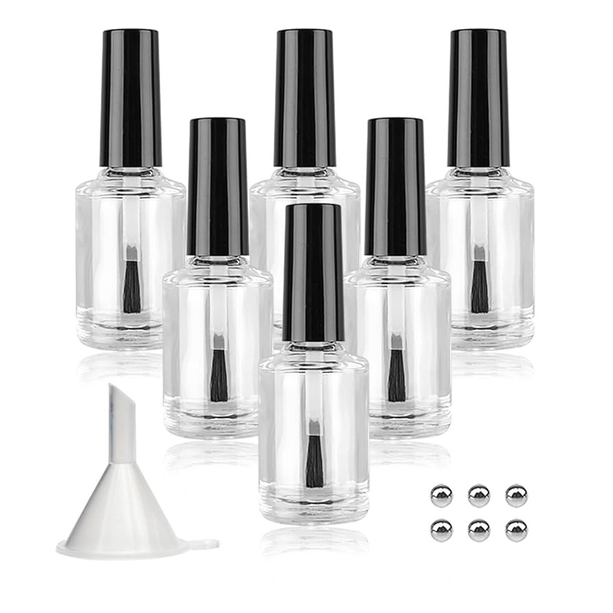 Empty Nail Polish Bottles with Brush Cap, 15ml Empty Glass Refillable Nail Polish Bottles with Mi... | Amazon (US)