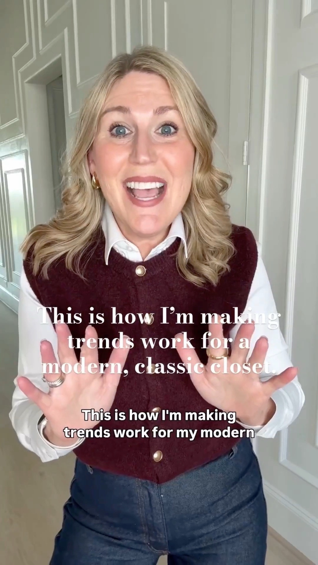 White shirt runs tts. Stretchy!
Vest runs tts. It is available in navy blue.
Denim runs snug. Size up one for roomy fit. 

#LTKWatchNow #LTKFindsUnder50 #LTKShoeCrush #LTKFindsUnder100 #LTKStyleTip #LTKItBag 

#LTKMidsize #LTKSeasonal #LTKOver40 #LTKBeauty #LTKTravel #LTKWorkwear #LTKootd