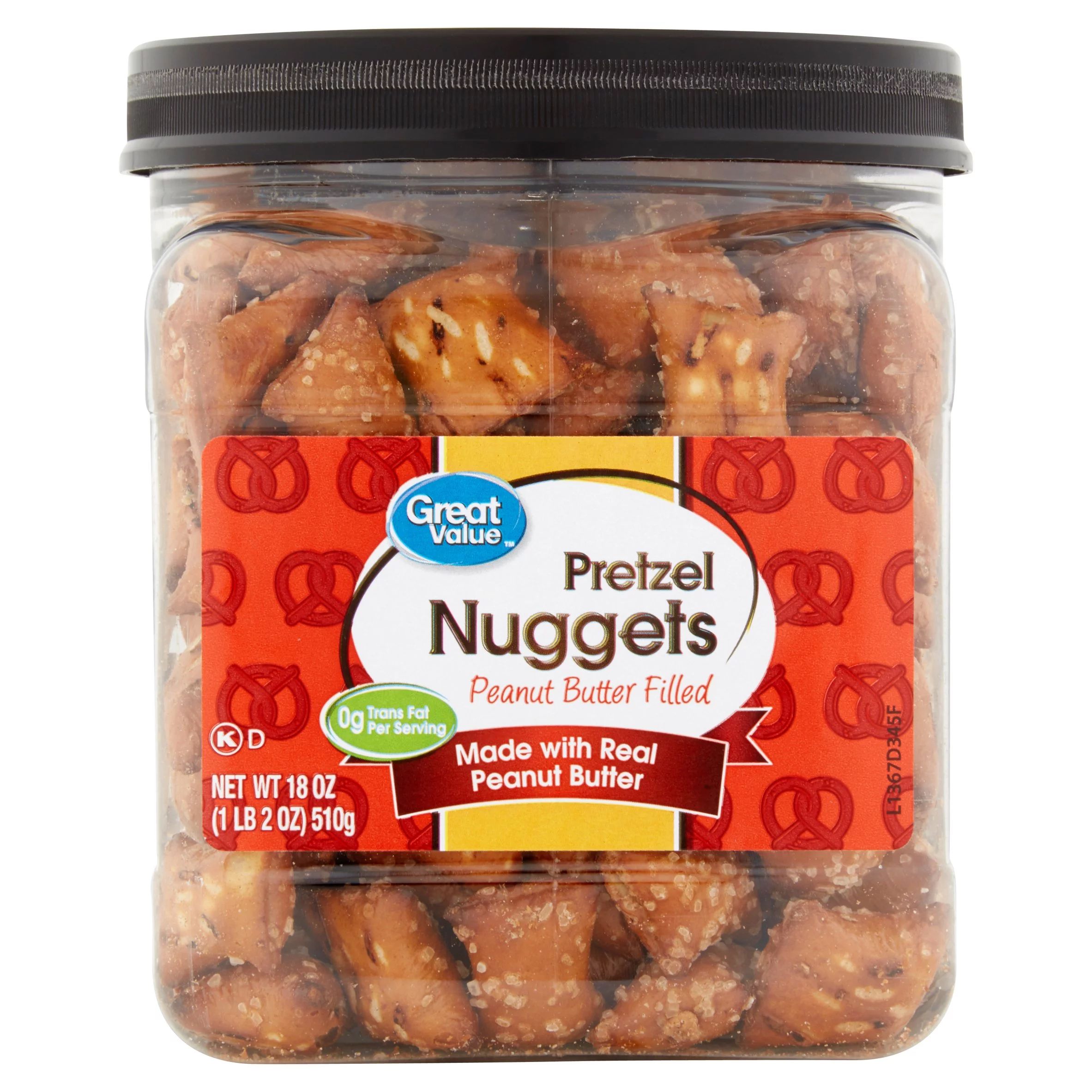 Great Value Peanut Butter Filled Pretzel Nuggets Canister, 18 oz - Walmart.com | Walmart (US)