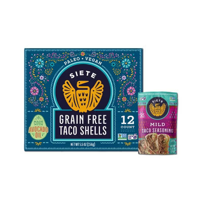 Siete 5.5oz/12ct Gluten Free Taco Shells + 1.31oz Mild Taco Seasoning | Target