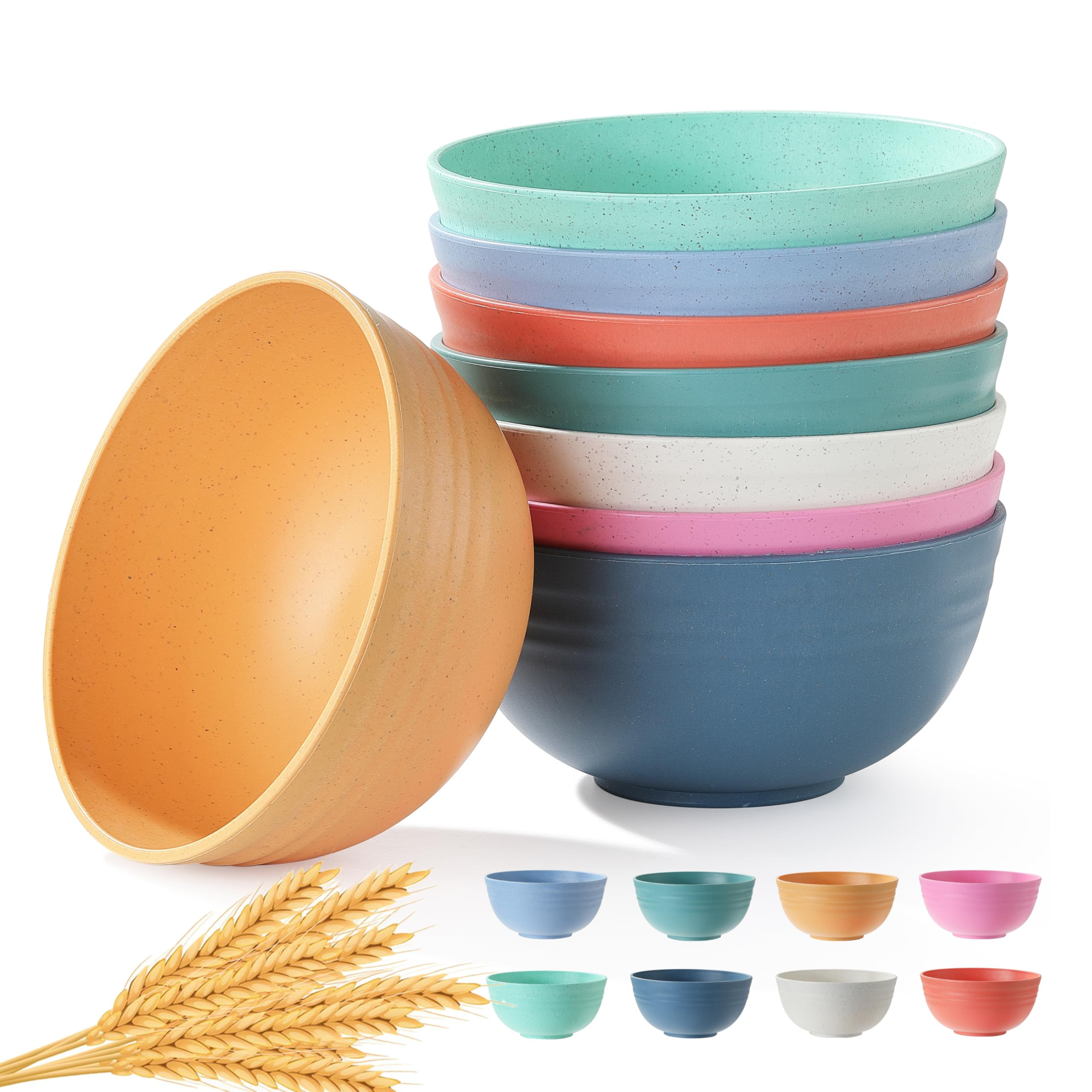 8PCS Cereal Bowl, Ohola Unbreakable Wheat Straw Cereal Bowls, Microwave & Dishwasher Safe Kitchen... | Amazon (US)