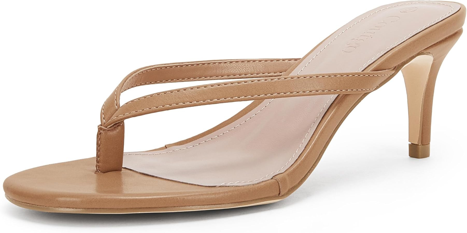 Coutgo Women's Kitten Heel Flip Flops Slip On Thong Slide Sandals Comfortable Summer Beach Shoes | Amazon (US)