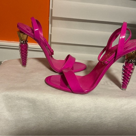 Hot Pink Women's High Heel Sandals with Sculpted Gold-Tip Heel | Poshmark