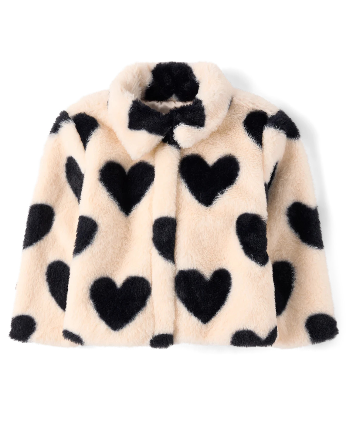 Toddler Girls Heart Faux Fur Coat - cream | The Children's Place