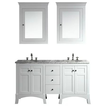 Eviva New York 60"" White Bathroom Vanity, with White Marble Carrara Counter-top | Walmart (US)