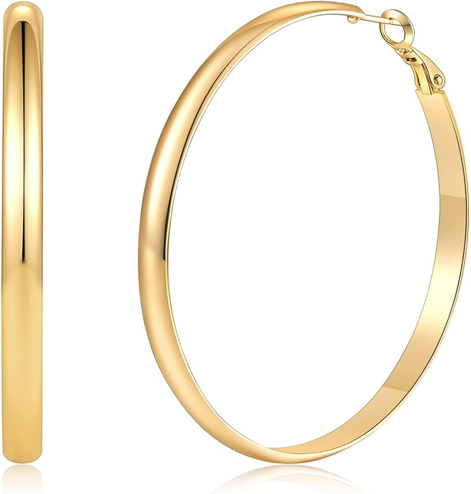 Big Chunky Gold Hoop Earrings for Women, Classic Gold Earrings Large Hoop Earring for Women Gift 62m | Amazon (US)