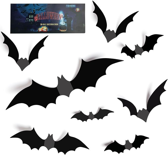 TDHDIKE Halloween Decorations Bats Wall Decor Halloween Party Decorations Indoor Outdoor Decor Su... | Amazon (US)