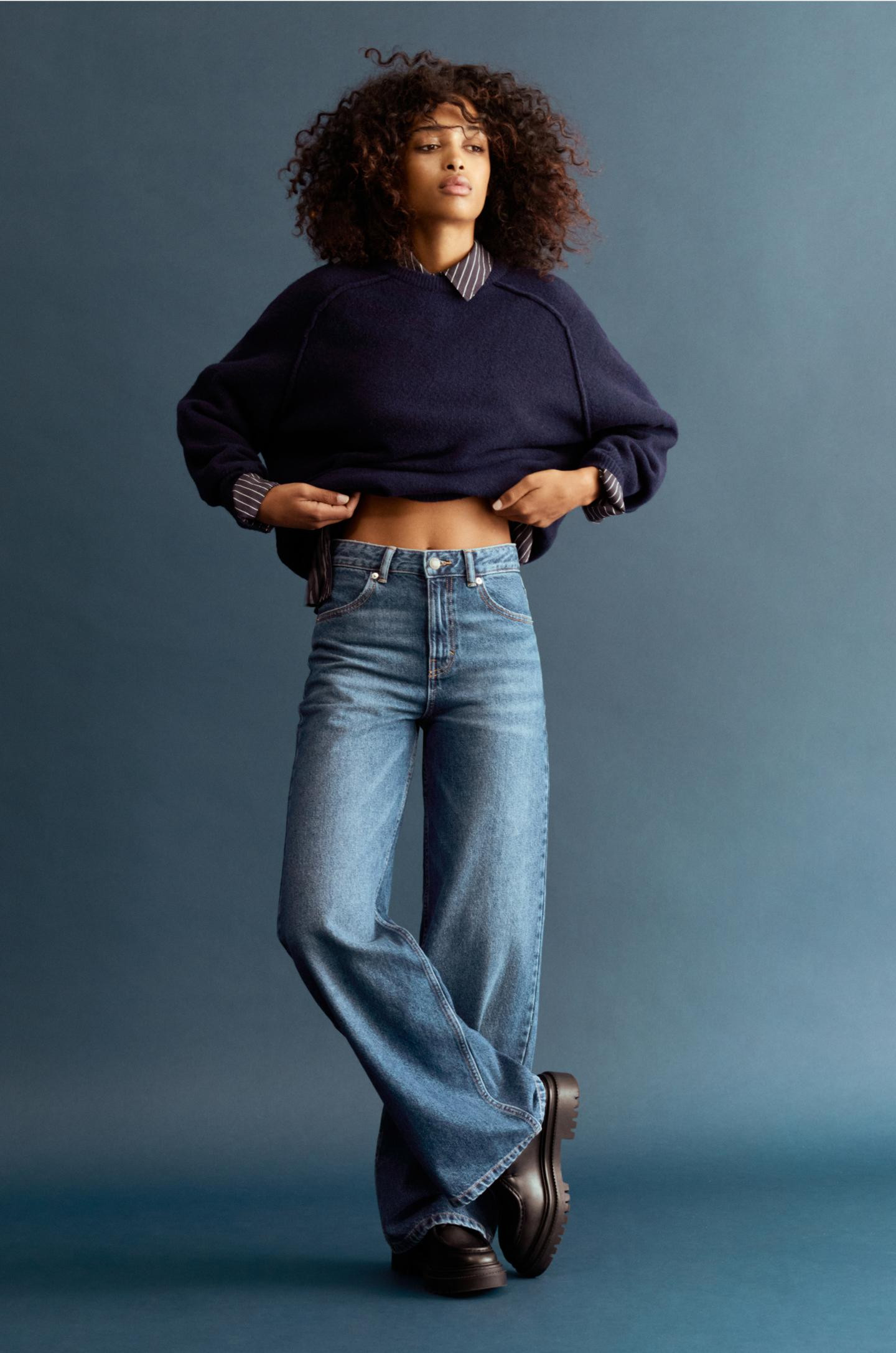 High-waist wide-leg jeans | PULL and BEAR UK