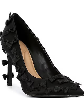 Gianni Bini Serena Satin Mini Bows Pointed Toe Pumps | Dillard's | Dillard's