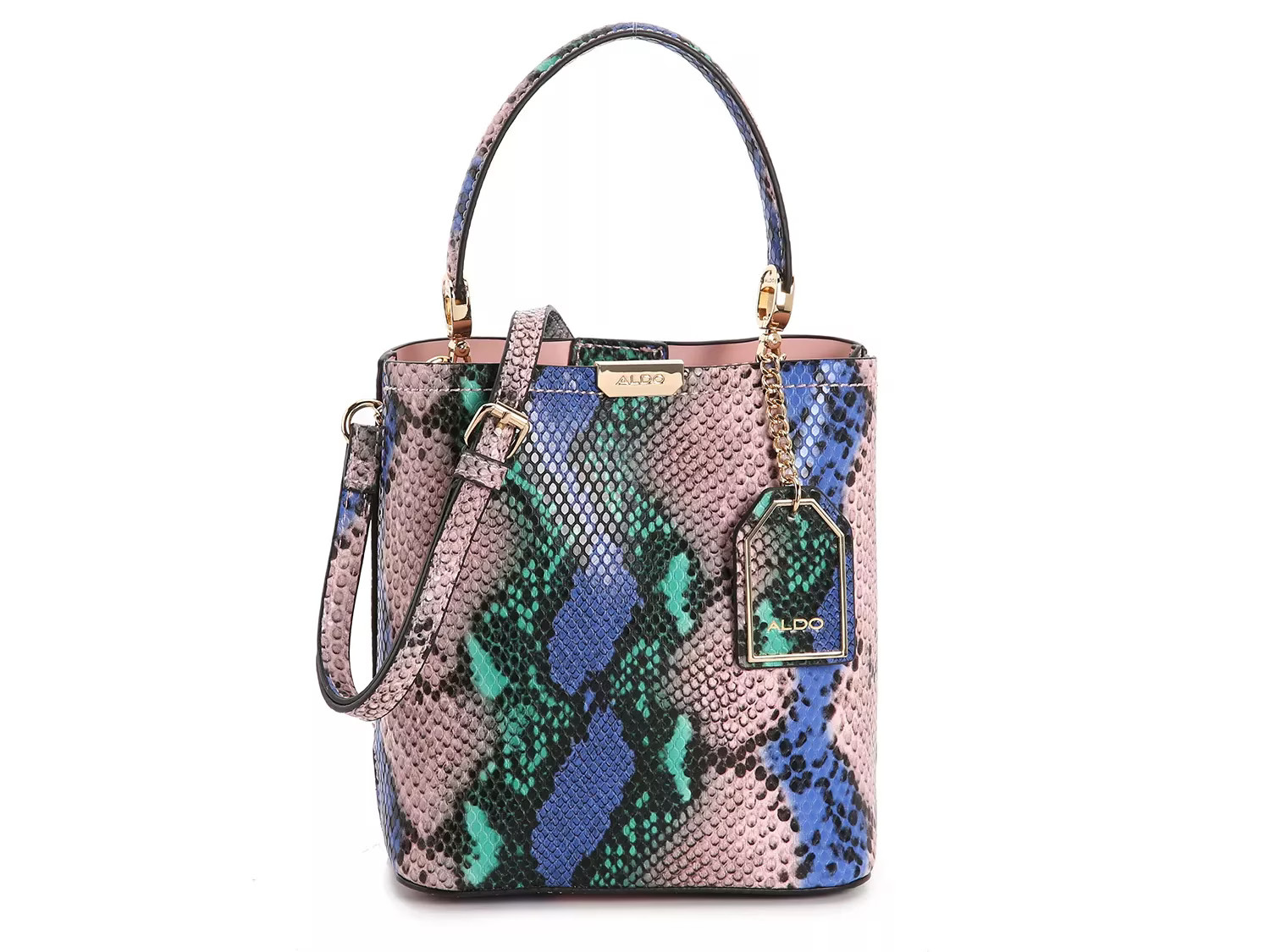 Aldo Loiret Bucket Bag - Women's - Pink/Blue/Green Snake Print | DSW