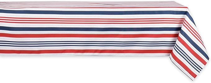 DII Patriotic Stripes Tabletop Collection, Stain Resistant & Waterproof, Tablecloth, 60x84, Red, ... | Amazon (US)