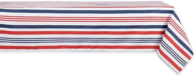 DII Patriotic Stripes Tabletop Collection, Stain Resistant & Waterproof, Tablecloth, 60x120, Red,... | Amazon (US)