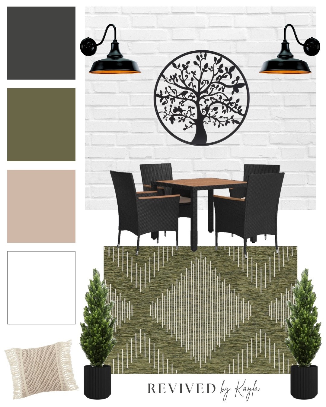 #ad Green and black patio refresh mood board from @Wayfair 🪴 Wayfair has everything you need for your affordable patio update this spring! 

#Wayfair #WayfairPartner #WayfairPicks #patiodecor #patioupdate #patiorefresh #spring #outdoordecor #outdoorfurniture #patiotable #outdoorrug #neutraldecor #porch #patio

#LTKHome