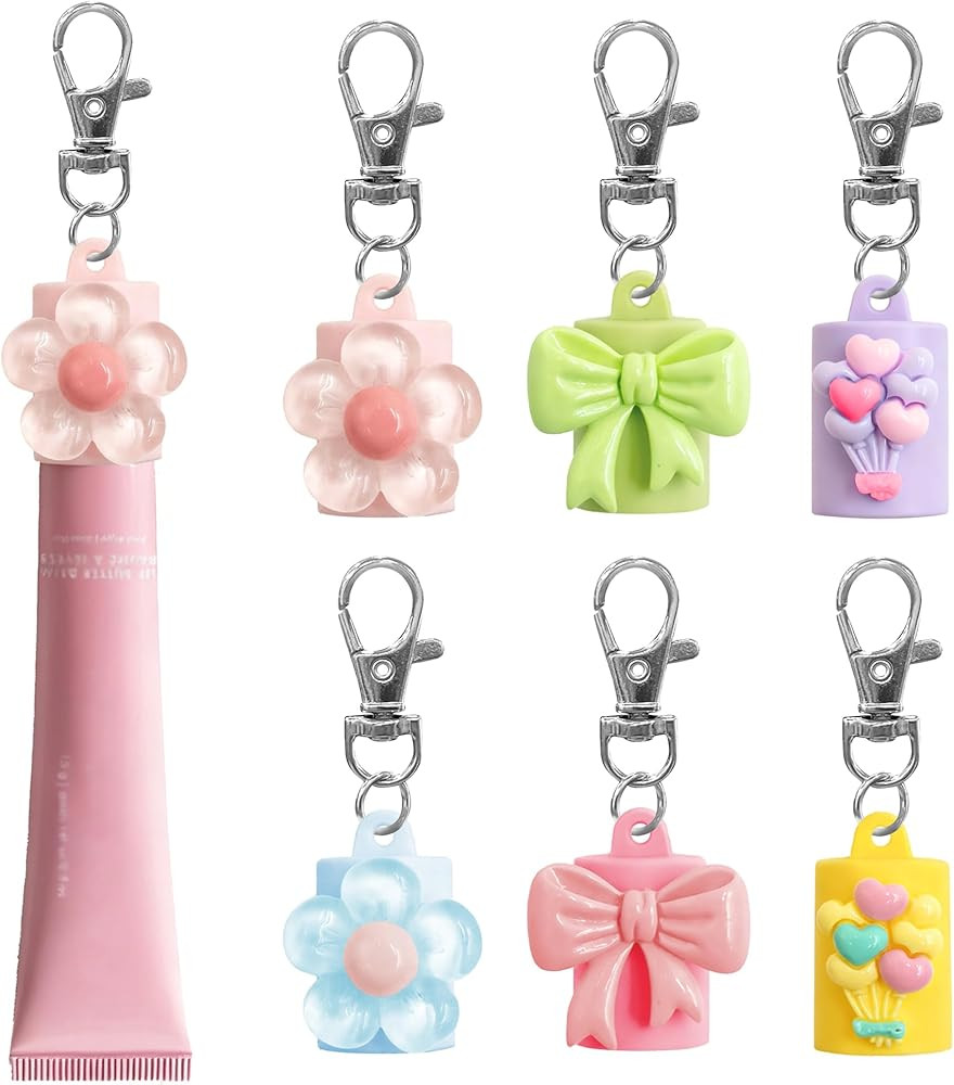 Keychains Lip Balm Holder Cap for Glossier, Lipstick, Lip Gloss - Compatible with Summer Fridays ... | Amazon (US)