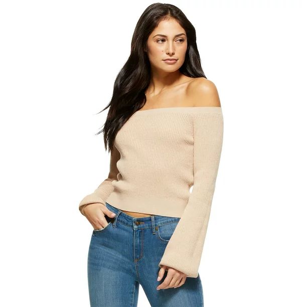 Sofia Jeans by Sofia Vergara Women’s Long Sleeve Boat Neck Sweater - Walmart.com | Walmart (US)