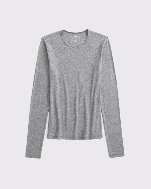 Women's Long-Sleeve Featherweight Rib Baby Tee | Women's Tops | Abercrombie.com | Abercrombie & Fitch (US)