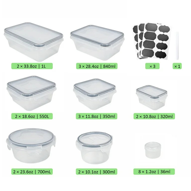 TINANA Food Storage Containers with Airtight Lids, 52 PCS Kitchen storage containers for Pantry O... | Walmart (US)