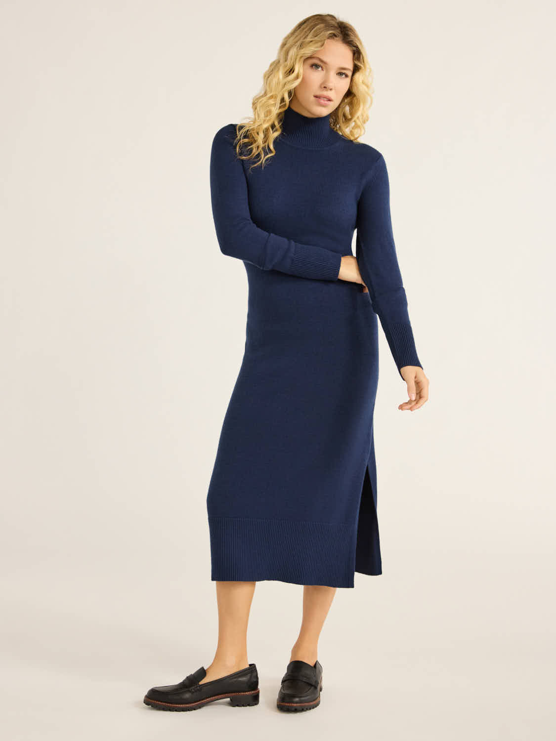 Free Assembly Women’s Cozy Yarn Turtleneck Midi Sweater Dress, Sizes XS-XXXL | Walmart (US)