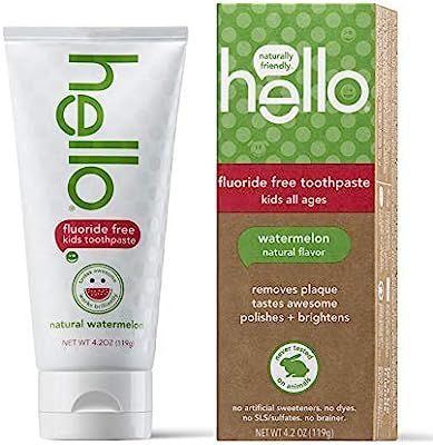 Hello Oral Care Kids Fluoride Free and SLS Free Toothpaste, Natural Watermelon, 4.2 Ounce | Amazon (US)