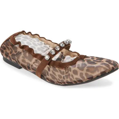Stuart Weitzman Goldie Crystal Strap Ballet Flat in Black Mesh Gala at Nordstrom, Size 10 | Nordstrom