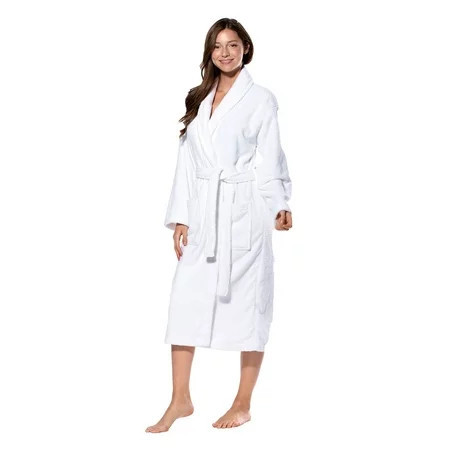 Hooded White Bathrobe. Spa & Resort Sales Cloth. 51 inch Length One Size | Walmart (US)