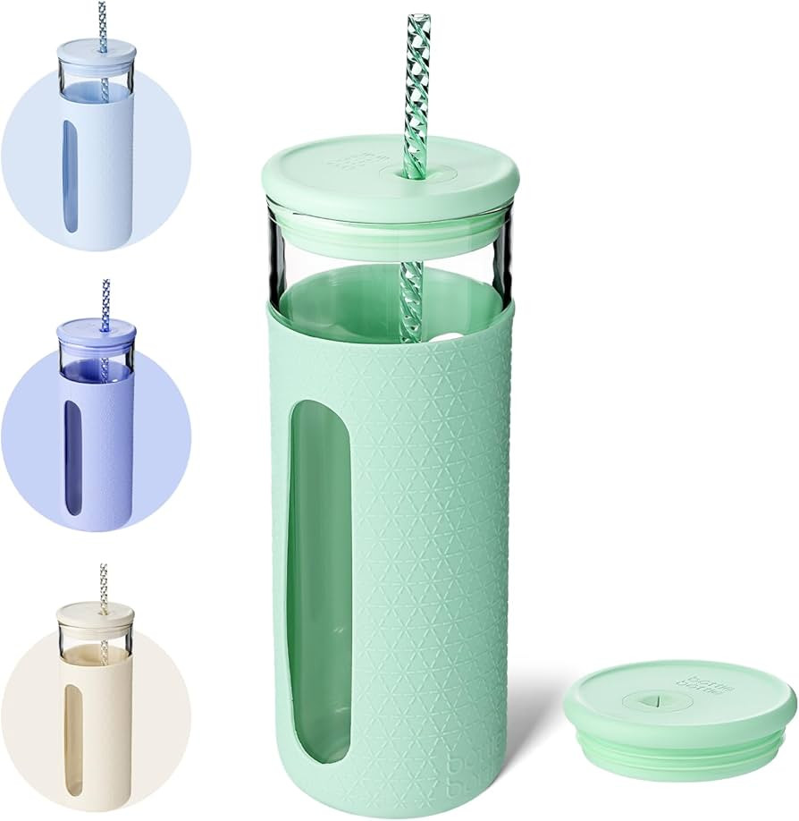 BOTTLE BOTTLE Glass Tumbler with Straw and Lid, 20 oz Glass Water Bottles, Reusable Iced Coffee t... | Amazon (US)