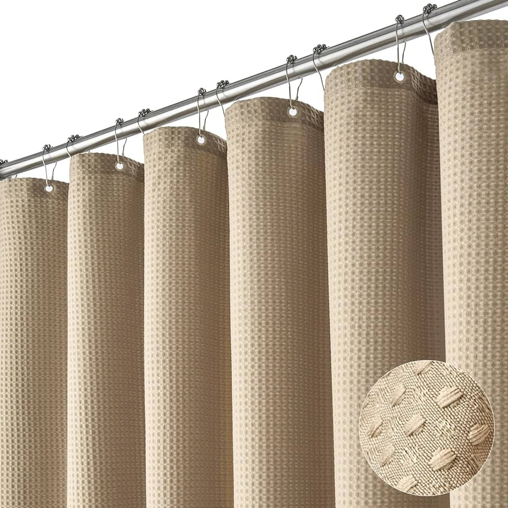 Dynamene Extra Long Shower Curtain,84 Inch Long Beige Waffle Weave Weighted Thick Fabric Bathroom... | Amazon (US)