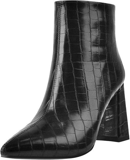 Yolkomo Women's Chunky Heel Pointed Toe Ankle Boots | Amazon (US)